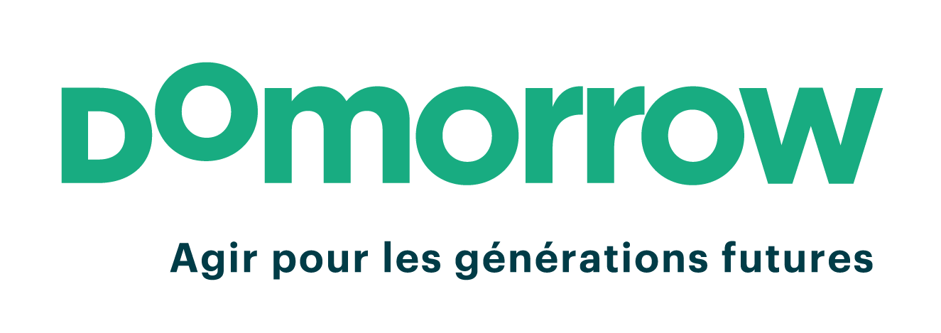 Logo Domorrow vert baseline bleue